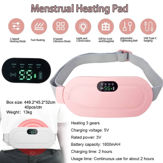 Ceinture Chauffante Menstruelle Rechargeable - 3 Niveaux + 4 Vibrations